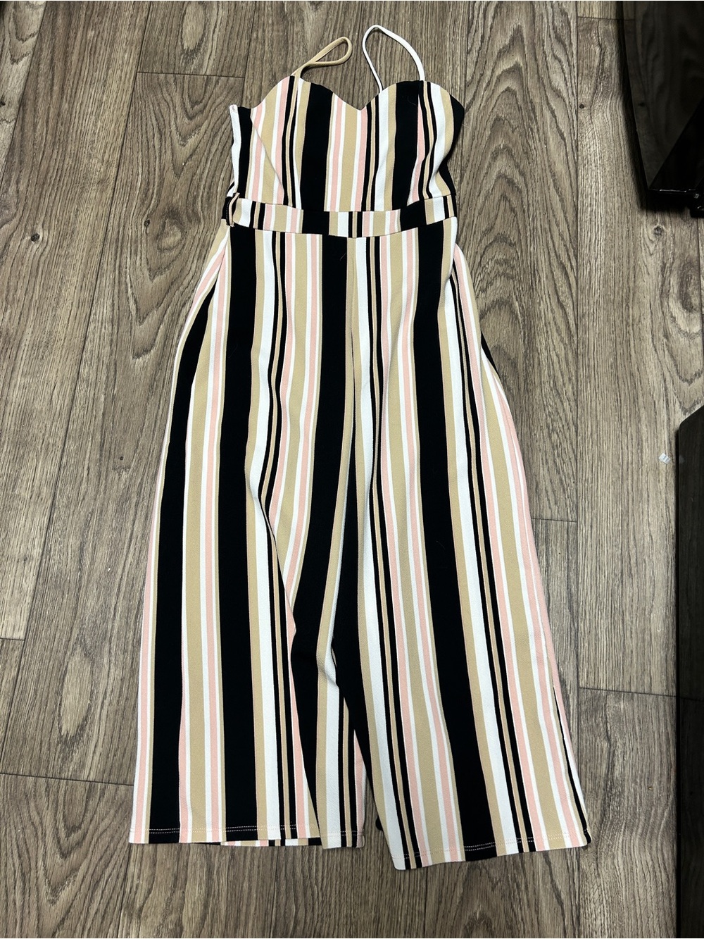 Almost Famous Black, Blush & Cream Striped Wide-Leg Jumpsuit
